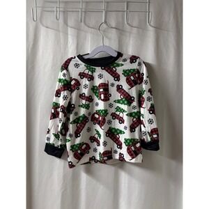Honey Bean Kids Long Sleeve Shirt Christmas Trees Plaid Print White Size 3T-4T
